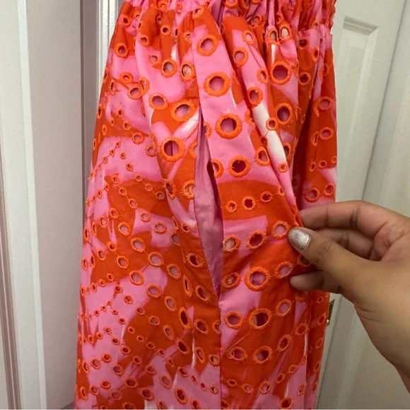 Anthropologie x Monique Lhuiller Cut-Out Eyelet Lace Halter Gown Size 0 - Picture 9 of 11